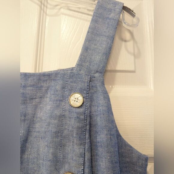 J.McLaughlin Leah Linen-Blend Midi chambray button front sleeveless Dress sz 14 - Picture 6 of 11